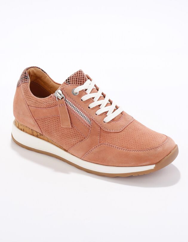 Baskets zippées en cuir souple à semelle bimatière (blush)