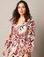 Robe longue col V, imprimé ikat (beige)