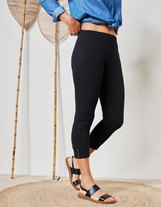 Legging 3/4, bas boutonné (noir)