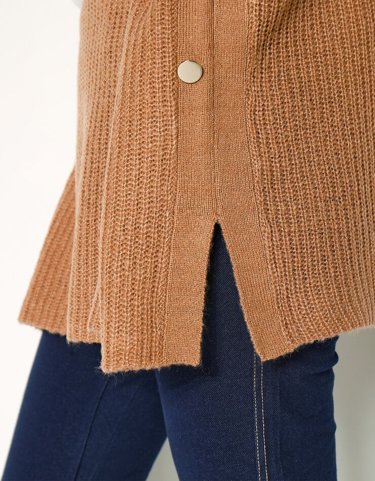Pull poncho zippé manches courtes (noisette) Pull poncho zippé manches courtes (noisette)