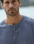 T-shirt Henley confort manches courtes - coton biologique (bleu jean)
