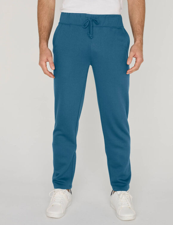 Pantalon jogging molleton bas droits (bleu p&eacute;trole)
