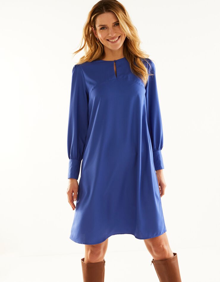 Robe forme housse crêpe uni (bleu dur) Robe forme housse crêpe uni (bleu dur)
