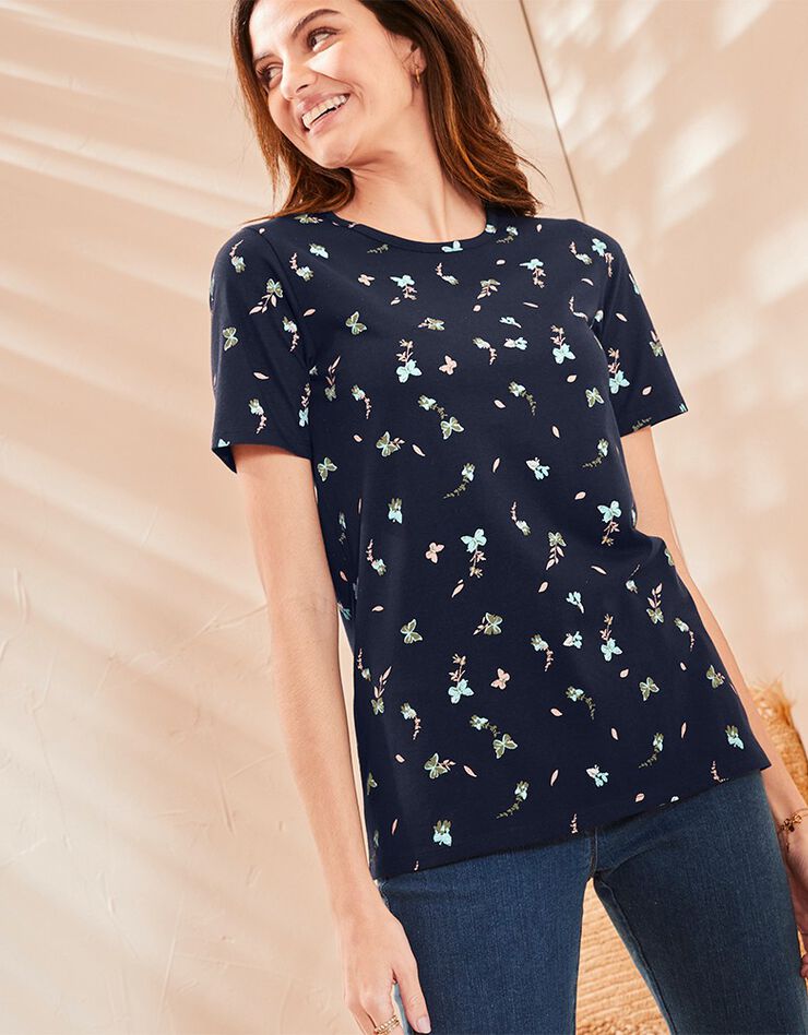 Tee-shirt imprimé manches courtes (marine) Tee-shirt imprimé manches courtes (marine)