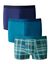 Boxer carreaux et unis - lot de 3 (bleu canard)