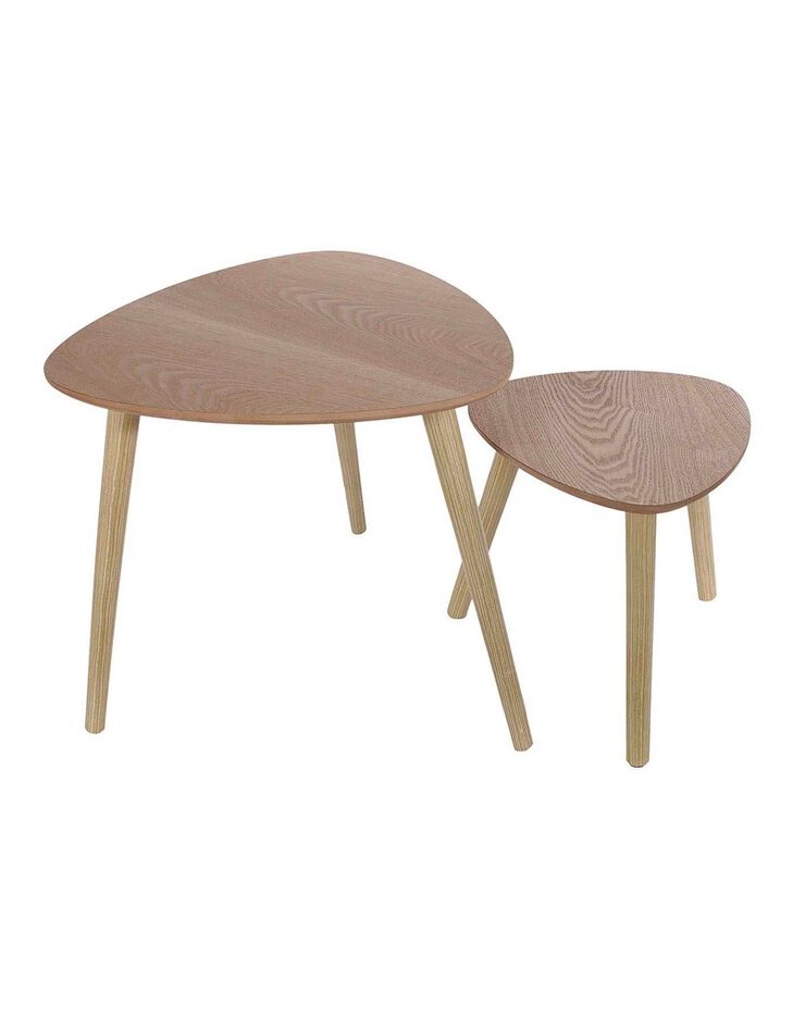 Tables gigognes en bois, plateau triangulaire - lot de 2 (naturel)