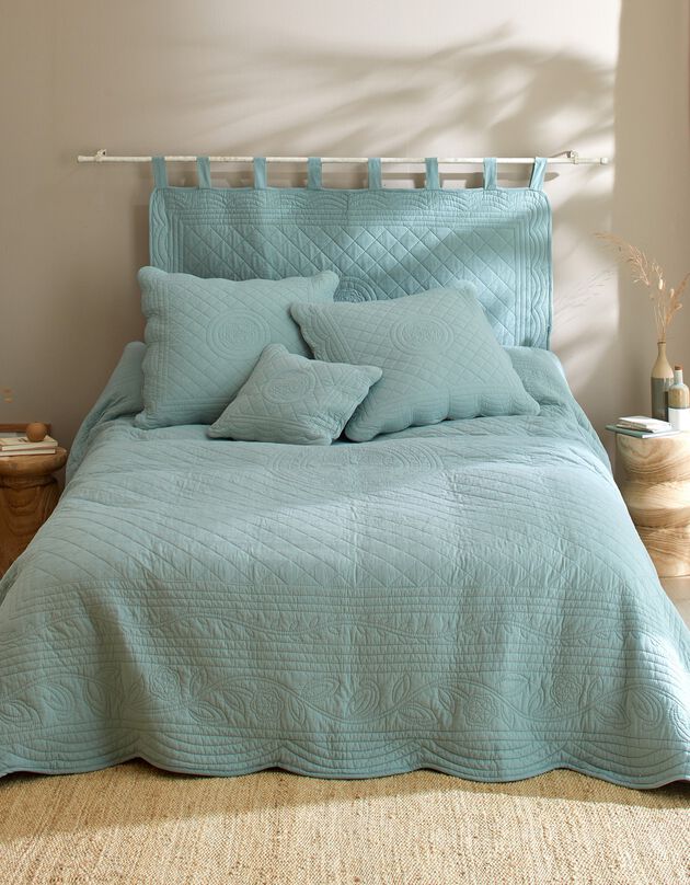 Tête de lit unie coton style boutis Cassandre (vert)