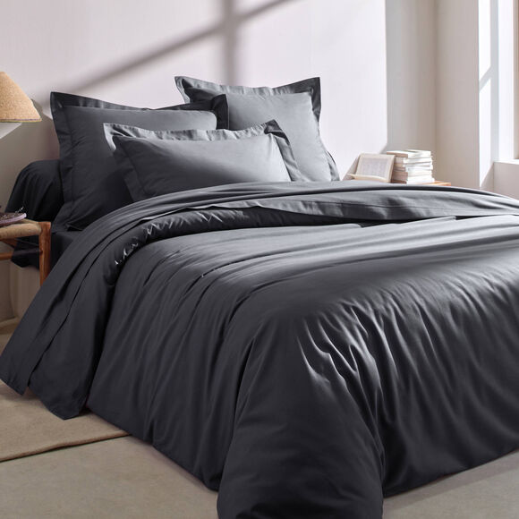 Linge de lit uni coton  (carbone)