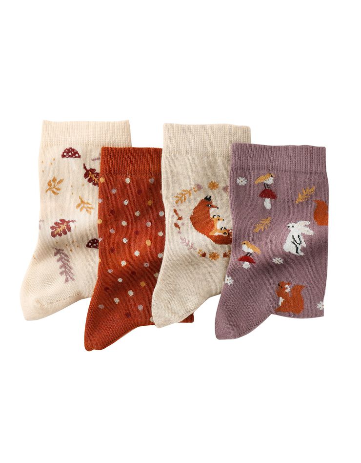 Chaussettes motif "forêt" - lot de 4 paires (caramel / violet) Chaussettes motif "forêt" - lot de 4 paires (caramel / violet)