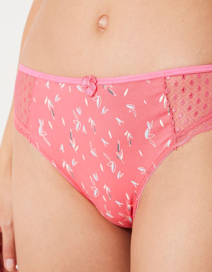 Culotte midi dentelle coton imprimé "feuilles" Tropea - lot de 4 (bleu + rose) Culotte midi dentelle coton imprimé "feuilles" Tropea - lot de 4 (bleu + rose)