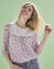 Blouse macramé imprimée, voile plumetis (bois de rose)