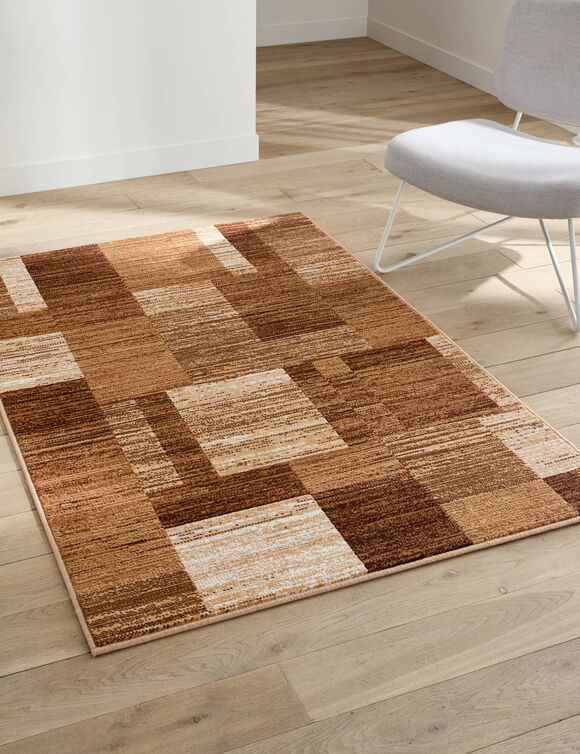 Tapis d&eacute;coratif motif patchwork (taupe)