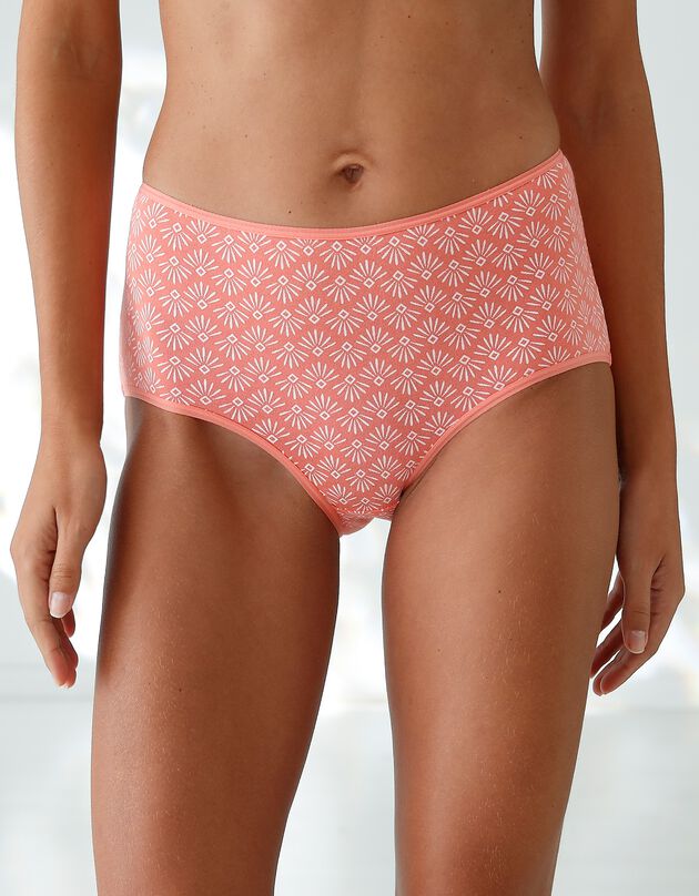 Culotte forme maxi en coton extensible imprimé – Lot de 10  (émeraude / corail)