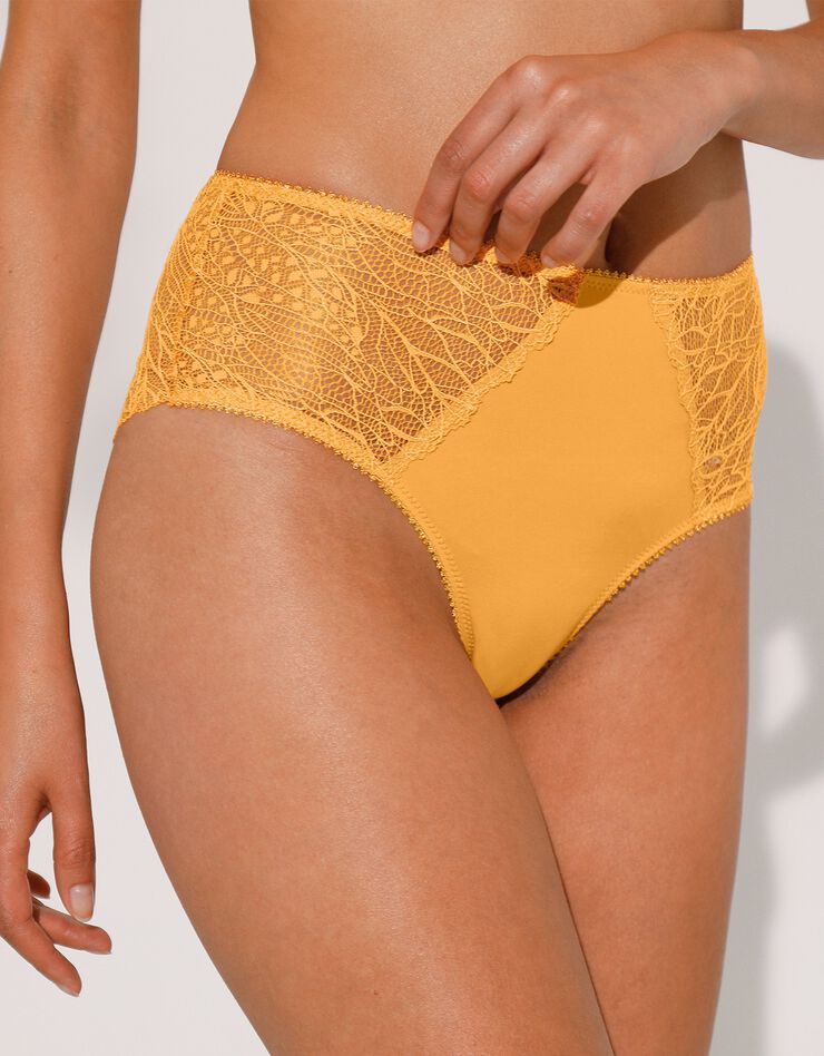 Culotte haute microfibre et dentelle stretch Mogo - Lot de 2 (jaune) Culotte haute microfibre et dentelle stretch Mogo - Lot de 2 (jaune)