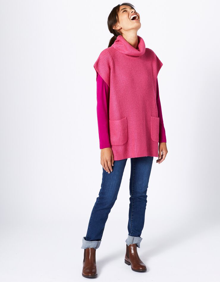 Pull tunique col boule sans manches (rose indien) Pull tunique col boule sans manches (rose indien)