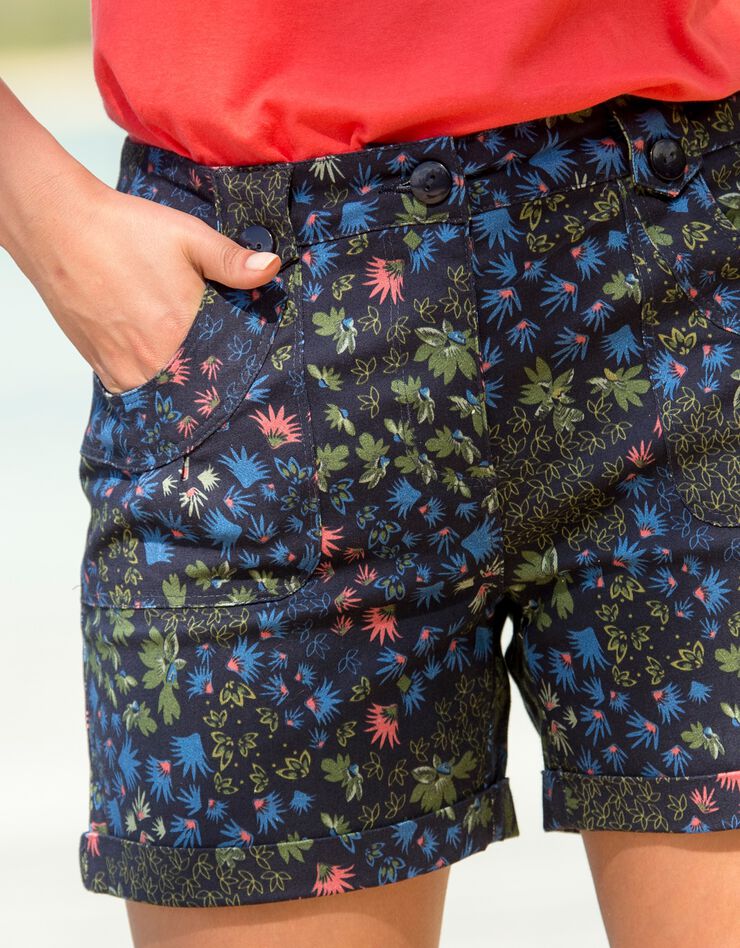 Short imprimé à revers stretch (marine / corail) Short imprimé à revers stretch (marine / corail)