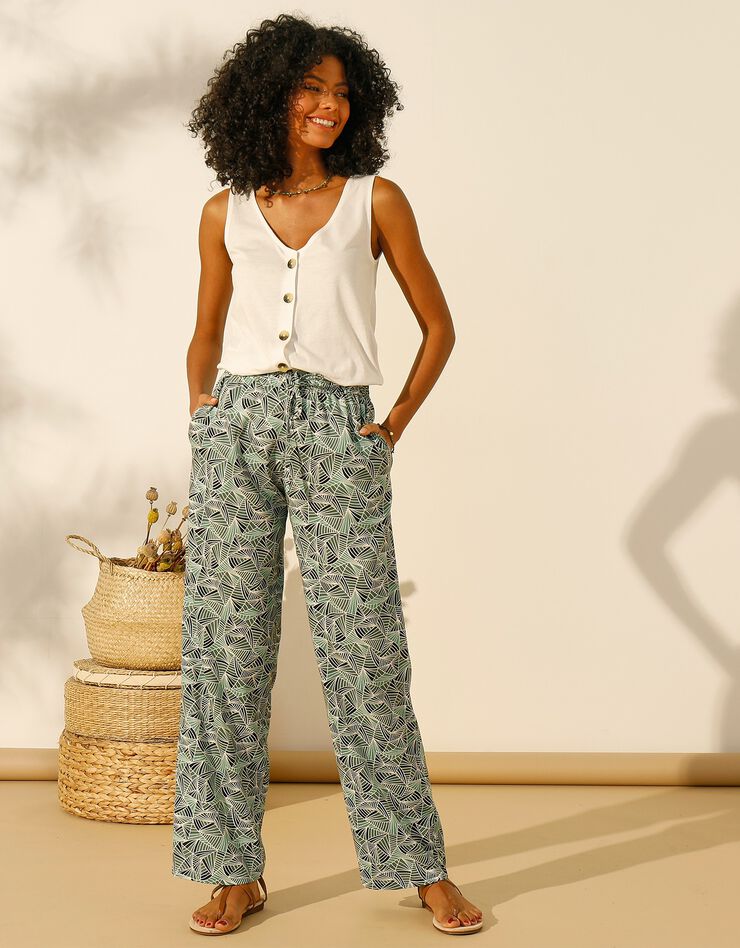 Pantalon fluide imprimé (kaki) Pantalon fluide imprimé (kaki)