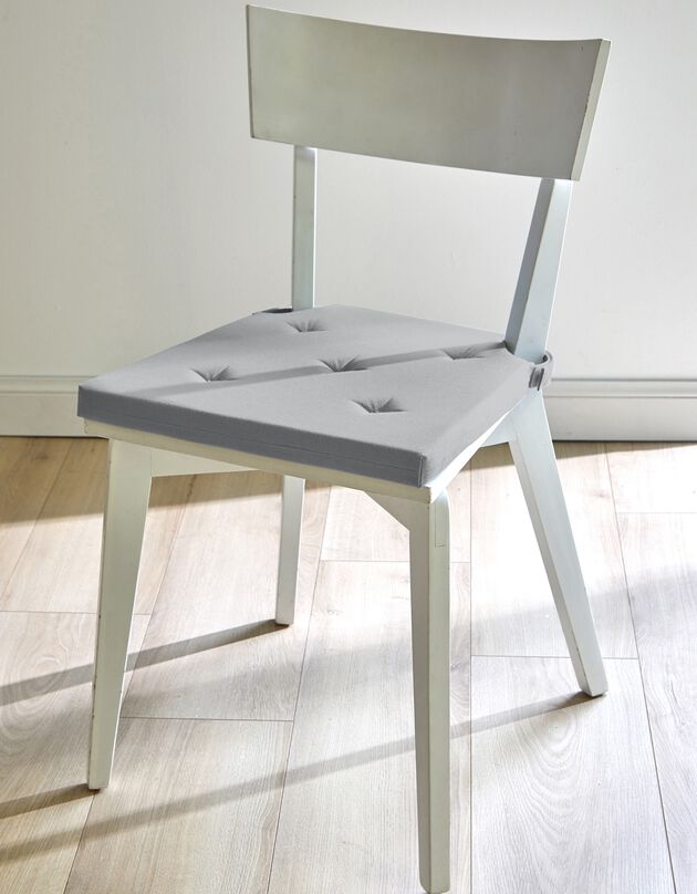 Galette de chaise unie carrée coton - lot de 2 (gris perle)