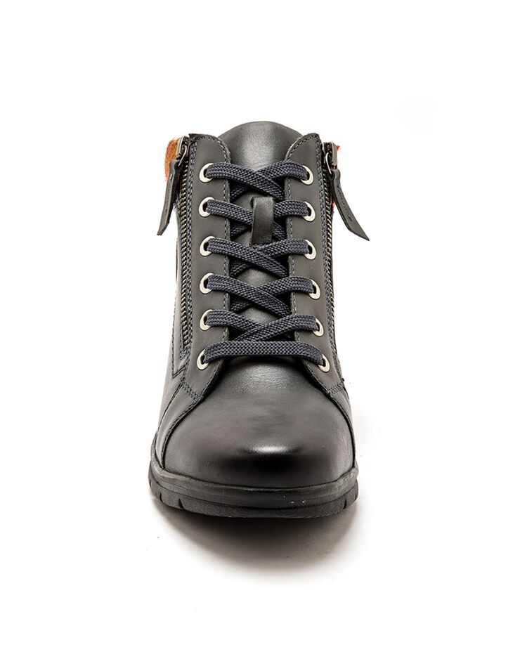 Boots cuir tannage végétal - largeur confort (bleu grisé)