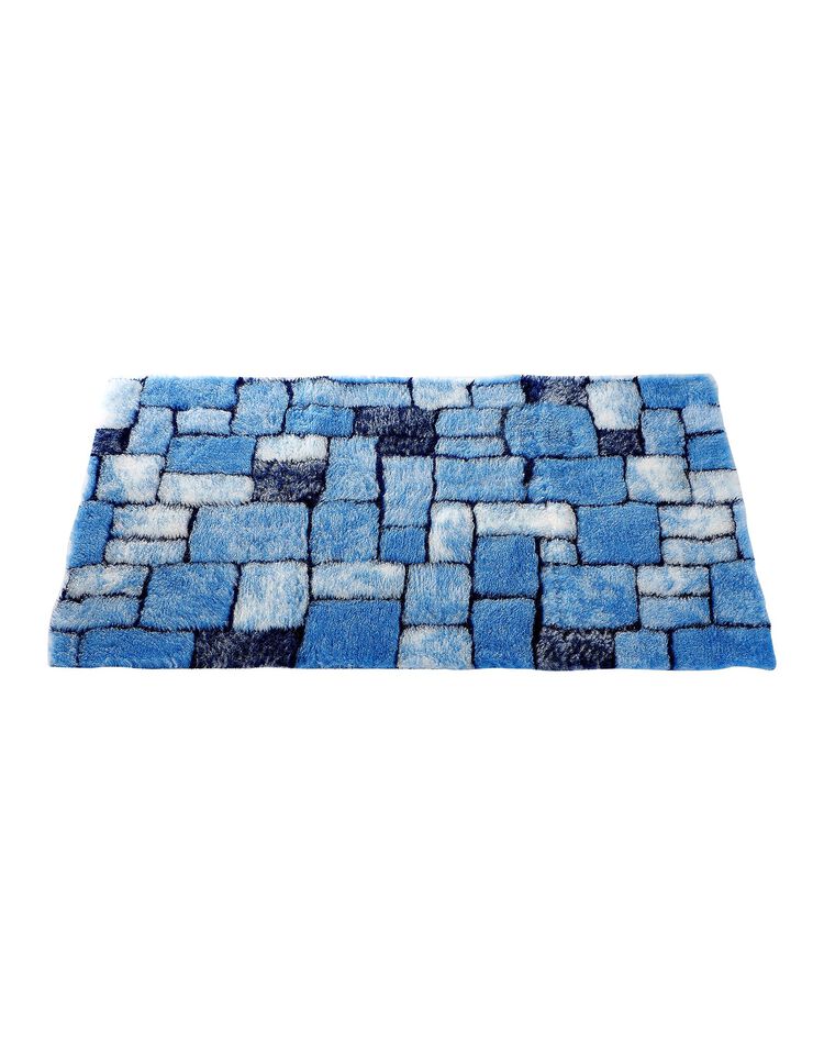 Tapis de bain mosaïque toucher peluche (bleu) Tapis de bain mosaïque toucher peluche (bleu)