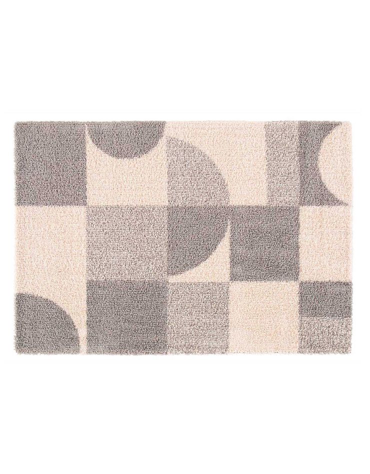 Tapis décoratif rectangulaire, motif géométrique (beige / écru)