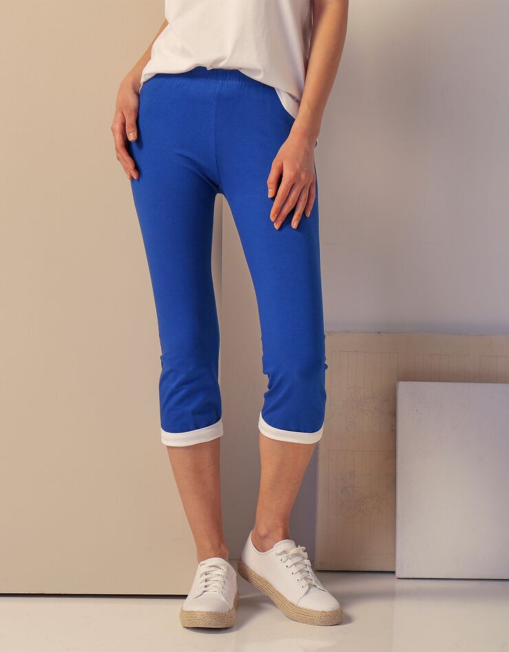 Legging corsaire revers contrastés (bleu / blanc) Legging corsaire revers contrastés (bleu / blanc)