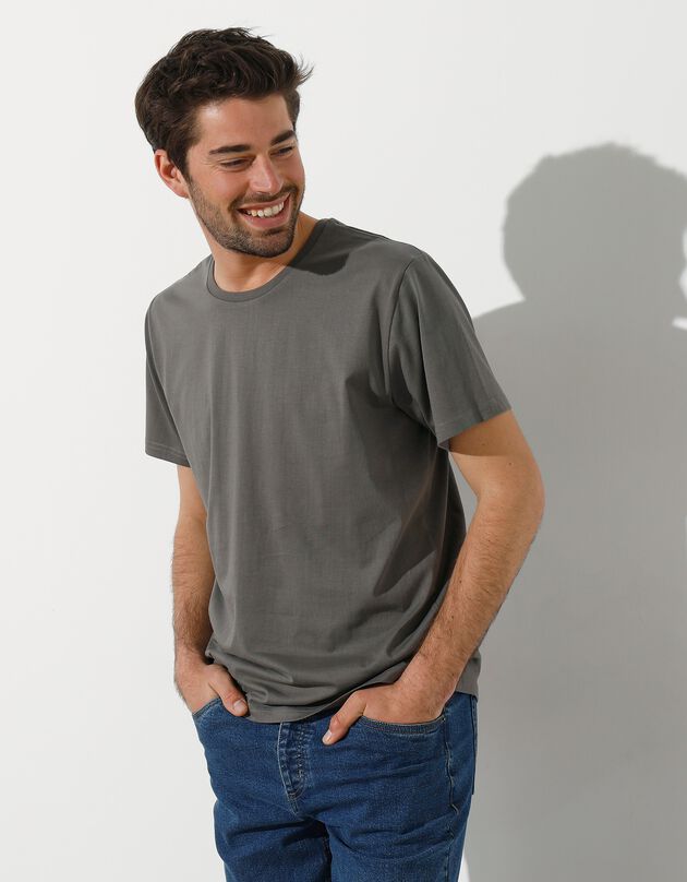 T-shirt col rond manches courtes (gris)