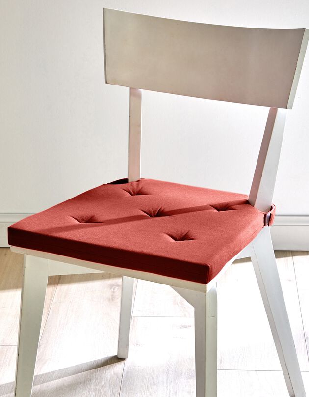 Galette de chaise unie carrée coton - lot de 2 (terracotta)