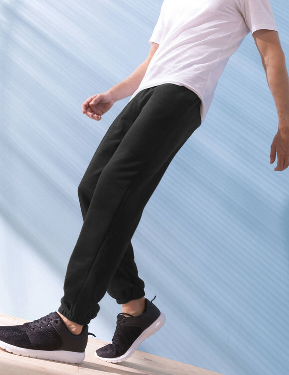 Pantalon jogging molleton bas &eacute;lastiqu&eacute; (noir)