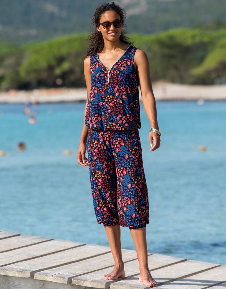 Débardeur zippé imprimé (bleu) Débardeur zippé imprimé (bleu)
