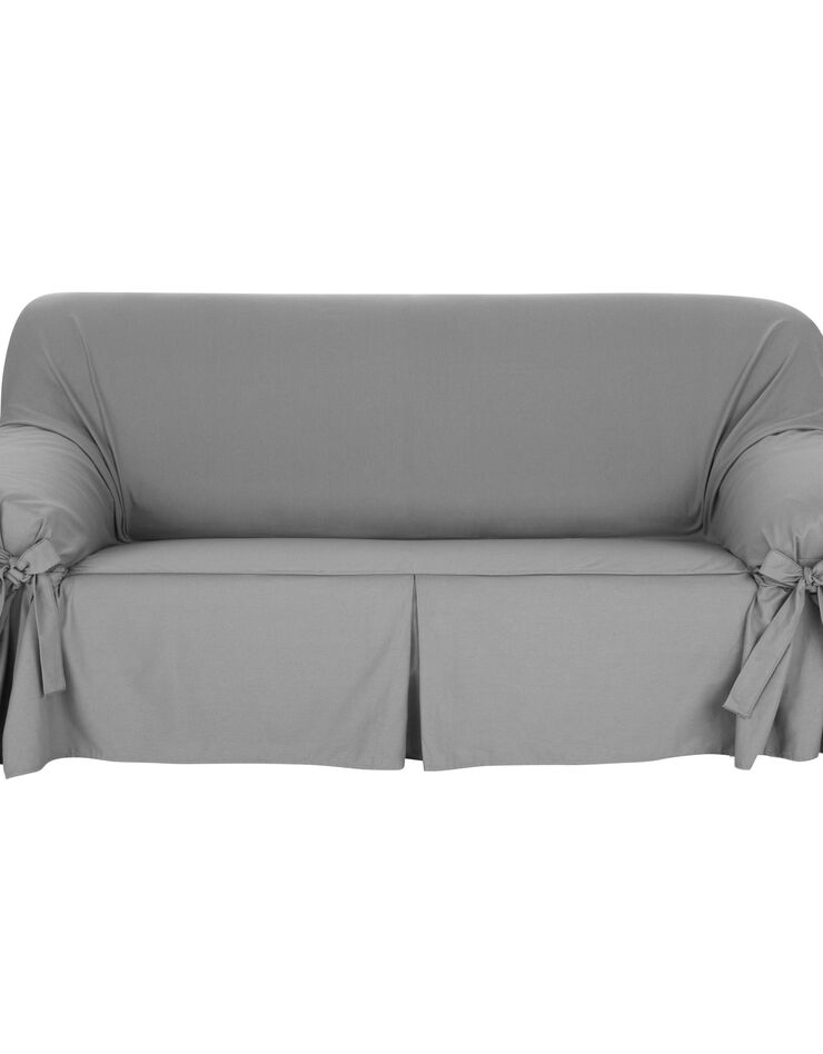 Housse bachette coton uni nouettes fauteuil canapés (gris perle)
