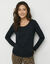 T-shirt col rond manches longues uni (noir)