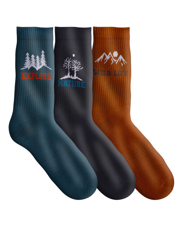 Chaussettes maille côtelée jacquard - lot de 3 paires  (marine + bleu + orange)