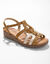 Sandales compensées cuir bi-matière (marron / doré)