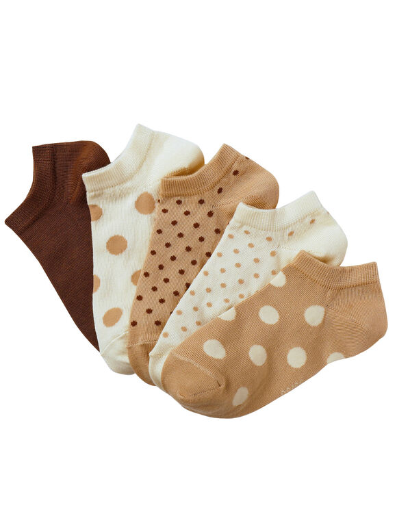 Socquettes basses pois fantaisie - lot de 5 (&eacute;cru / beige)