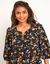 Robe manches blousantes, imprimé fleuri (noir / miel)