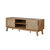 Meuble TV 2 portes, bois et rotin (naturel)