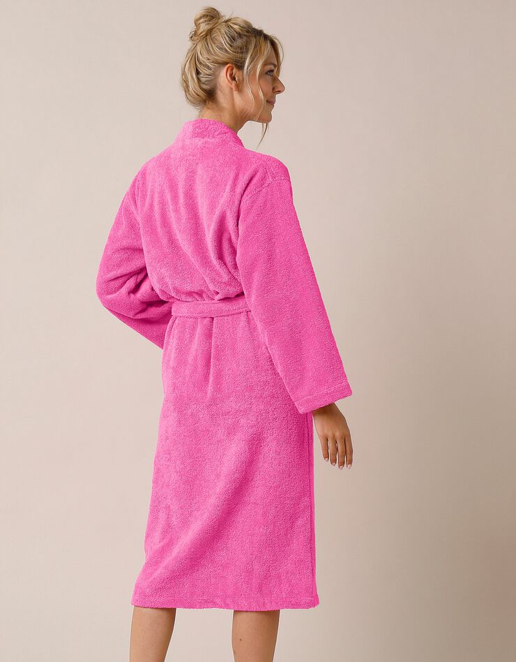 Peignoir mixte adulte uni coton éponge bouclette col kimono personnalisé (fuchsia) Peignoir mixte adulte uni coton éponge bouclette col kimono personnalisé (fuchsia)