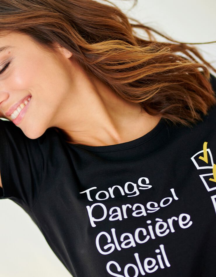 Chemise de nuit courte imprimée (noir) Chemise de nuit courte imprimée (noir)