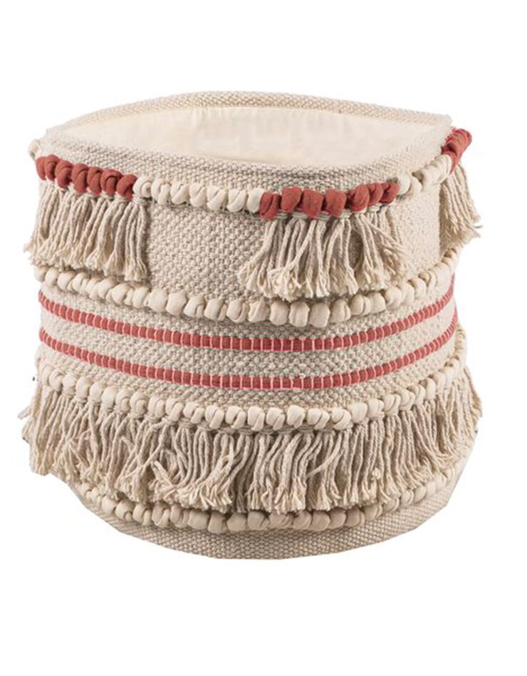 Panier tissé coton blanc cassé / corail (corail) Panier tissé coton blanc cassé / corail (corail)