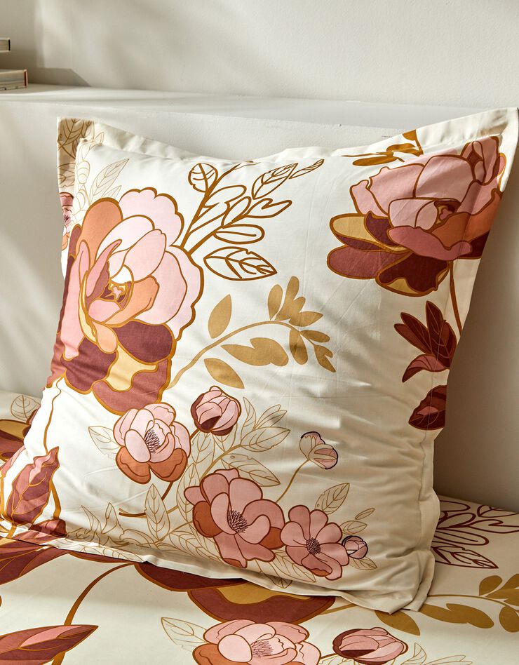 Linge de lit Louise imprimé floral – percale coton (ivoire)