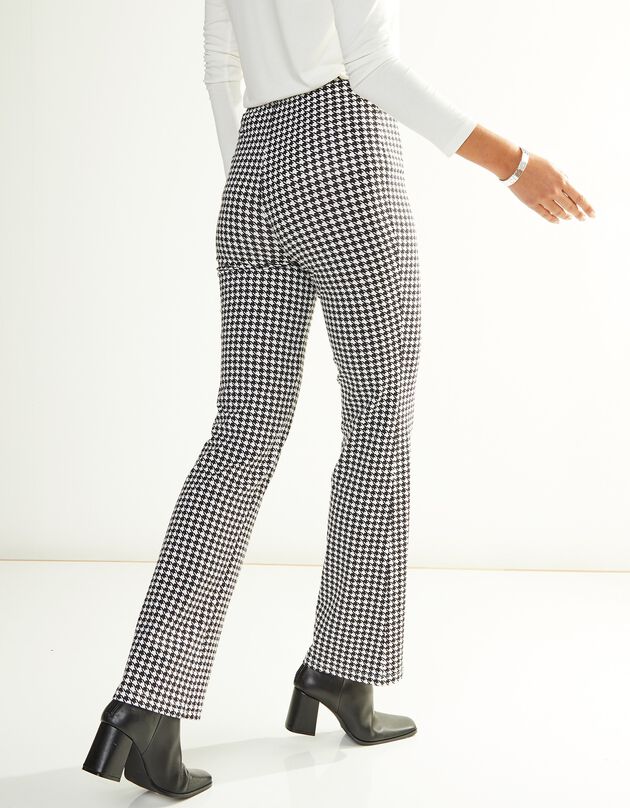 Legging boocut imprimé pied-de-poule, taille élastiquée (noir / blanc)