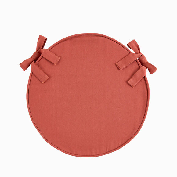Coussin d'assise uni rond bachette (terracotta)