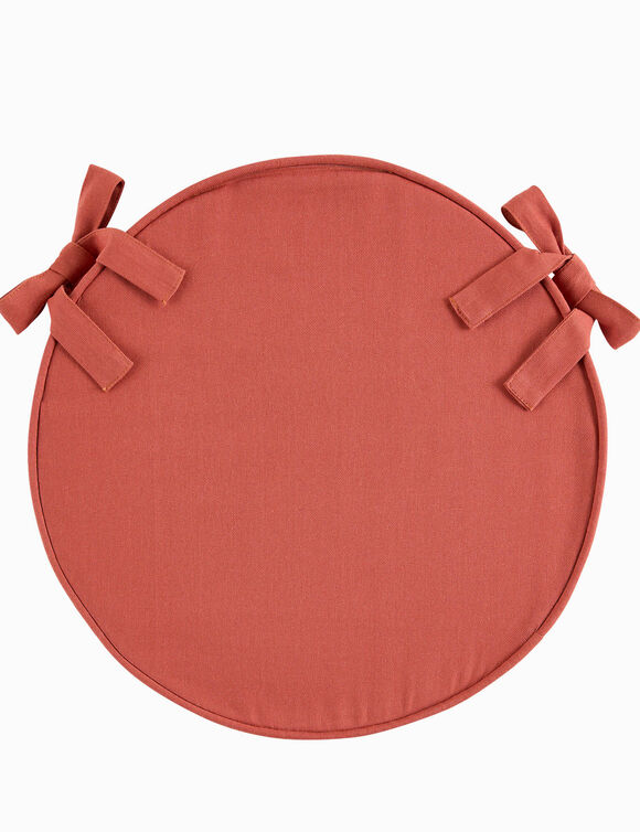 Coussin d'assise uni rond bachette (terracotta)