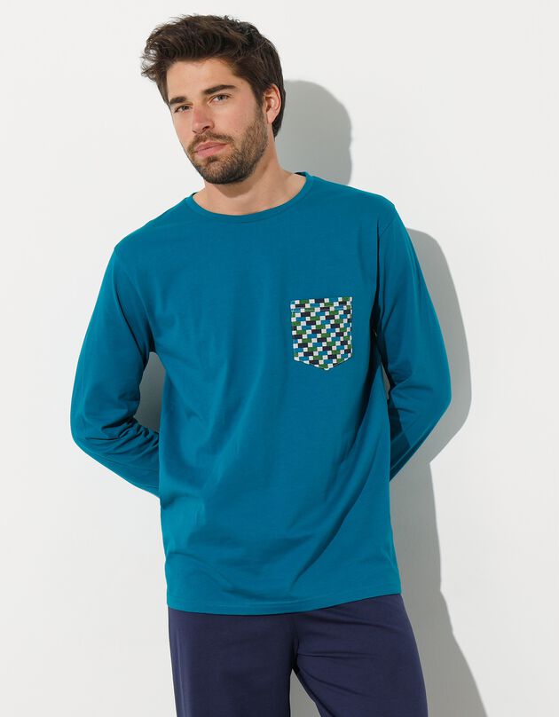 Tee-shirt pyjama manches longues bleu canard (bleu canard)