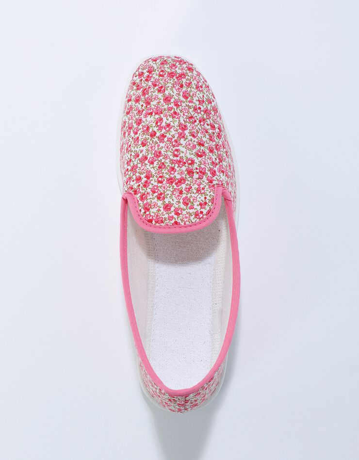 Pantoufles forme charentaise fleuries (rose) Pantoufles forme charentaise fleuries (rose)