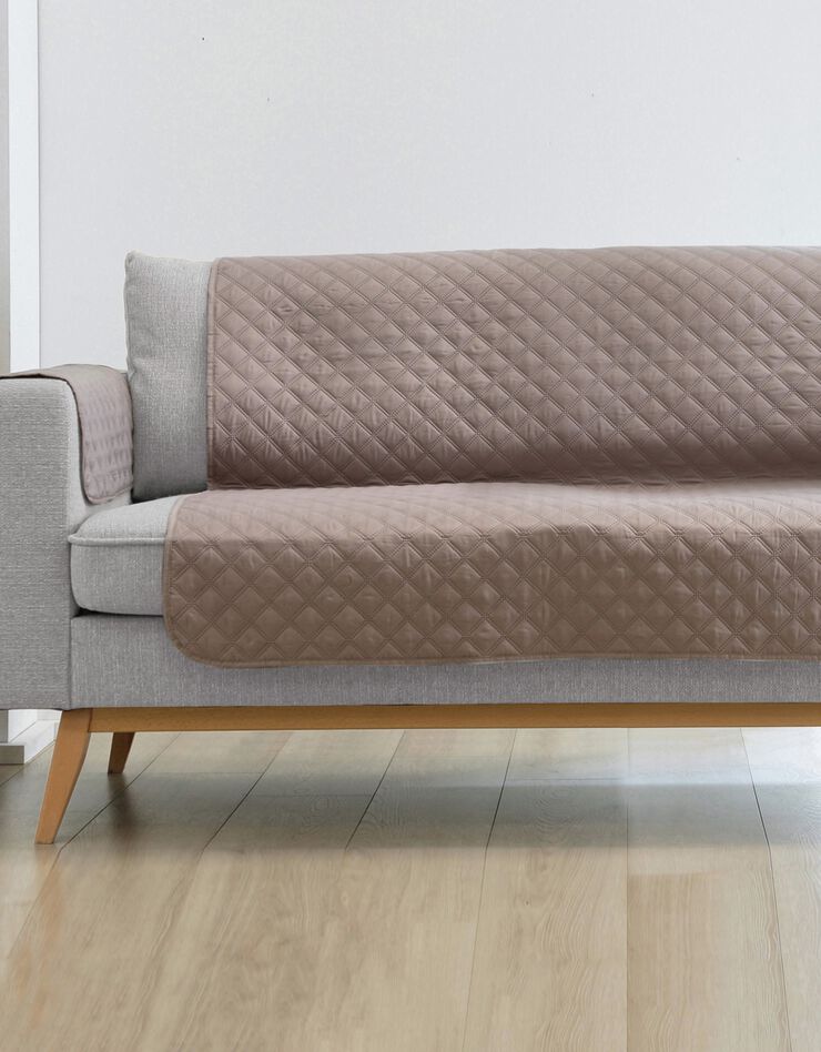 Protège-salon antiglisse microfibre matelassé (taupe)