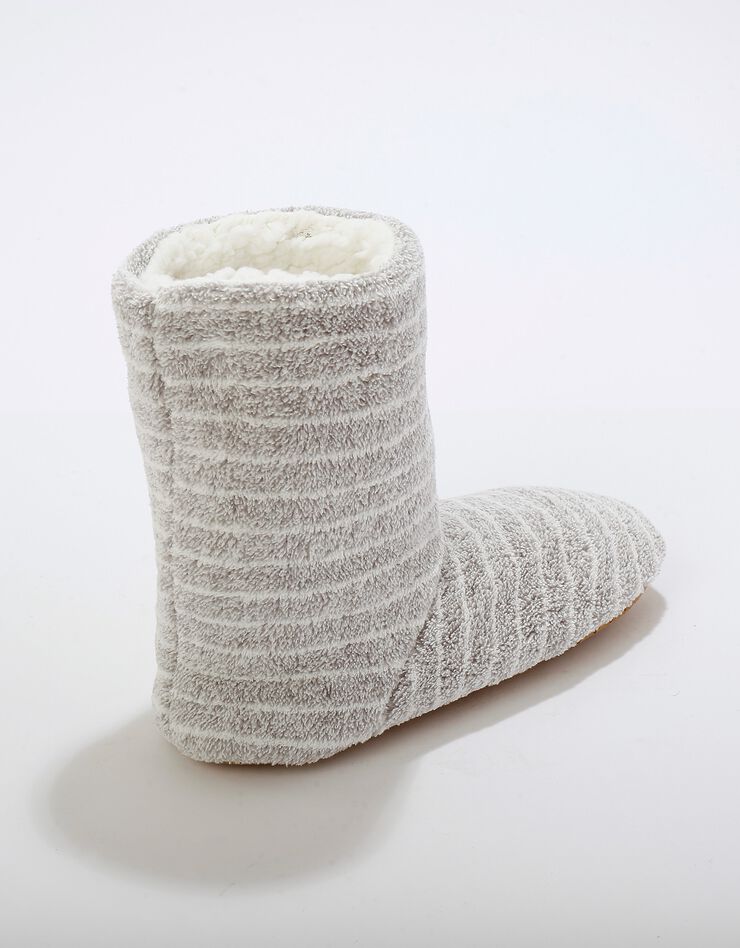 Chaussons bottillons souples fourrés en fausse fourrure - rayés (gris) Chaussons bottillons souples fourrés en fausse fourrure - rayés (gris)