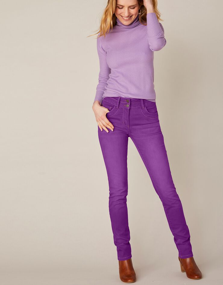 Jean coupe droite stretch couleur (prune) Jean coupe droite stretch couleur (prune)