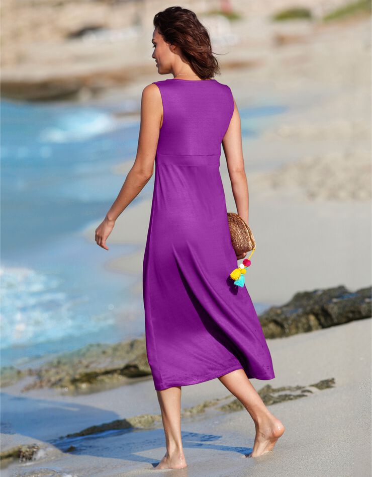 Robe longue unie sans manches (violine) Robe longue unie sans manches (violine)